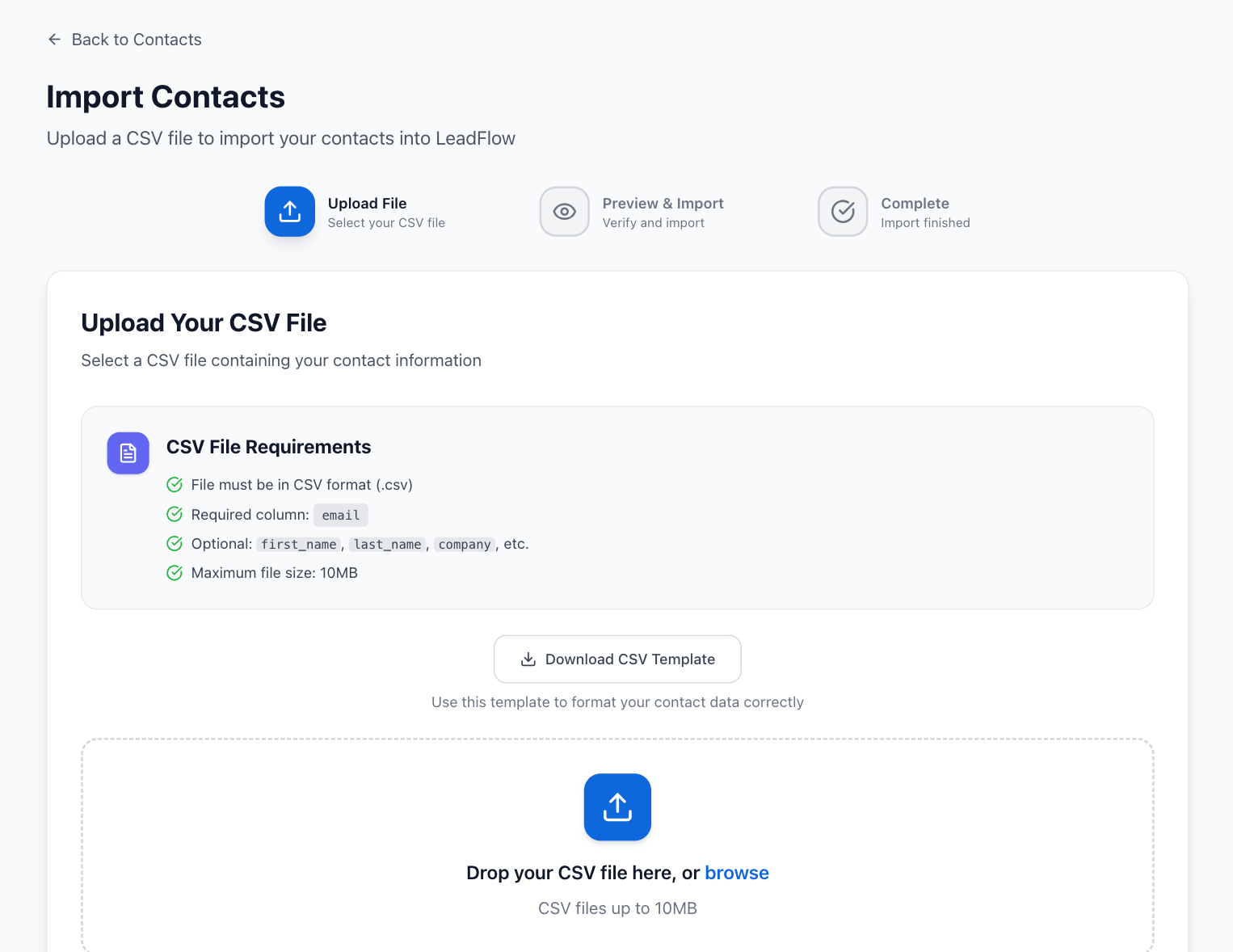 LeadFlow Contacts Management